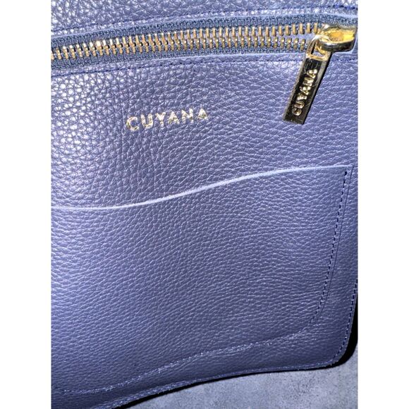CUYANA Pebble Navy Leather Handbag TOTE Satchel Shoulder Strap - Picture 4 of 7